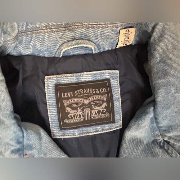 Levis Jacket Women's XL Blue Cropped Denim Moto - Picture 5 of 11